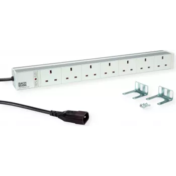 Stroomverdeelmodule Bachmann 19z ALU 7xUK BM0012501 — aluminium behuizing, 7 UK-stopcontacten