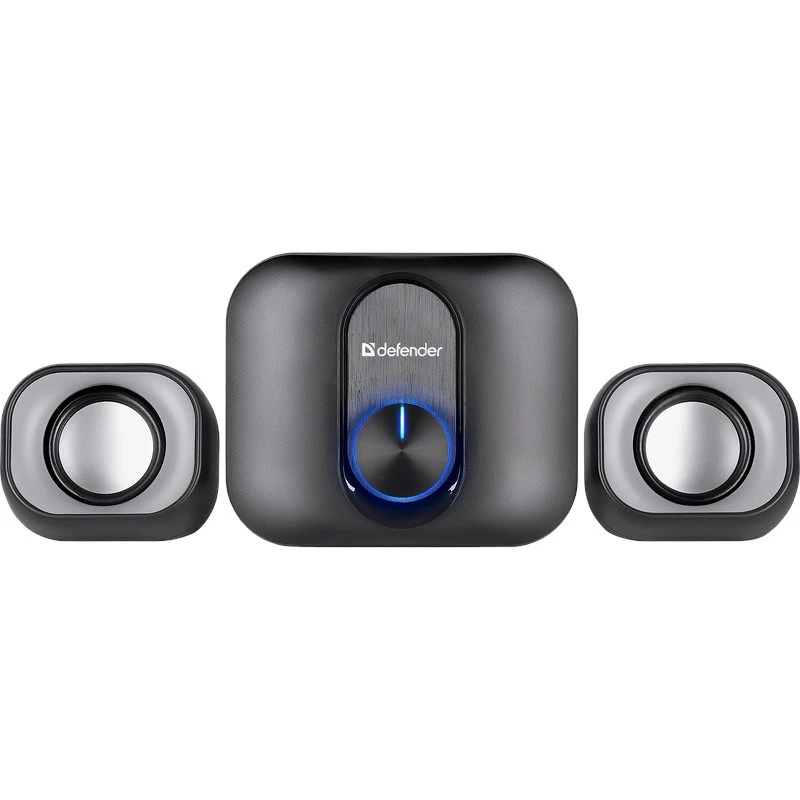 Desktop 2.1-luidspreker DEFENDER V13 — 11 W RMS (6 W satellieten, 5 W subwoofer), USB-voeding, 3,5-mm-ingang, zwart