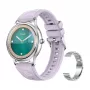 Colmi L28 smartwatch, zilver-paars, zilverkleurige stalen band