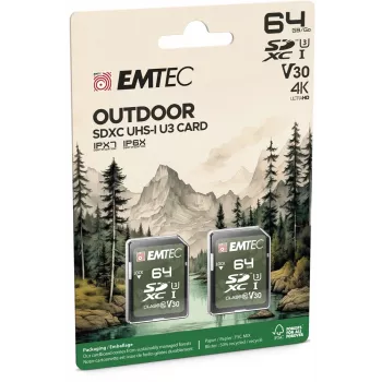 Flashgeheugen Emtec 64GB UHS-I U3 V30 Outdoor ECMSD64GXCU3ORP