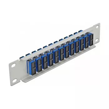 Glasvezel patchpaneel DeLOCK 10 inch 12 poorten SC duplex blauw 1U grijs