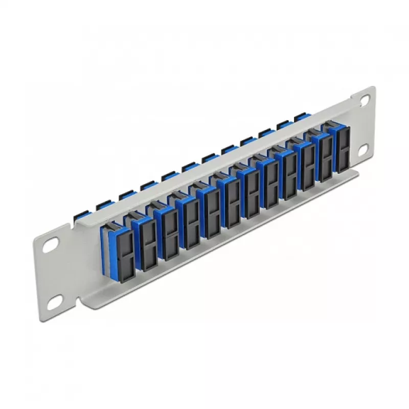 Glasvezel patchpaneel DeLOCK 10 inch 12 poorten SC duplex blauw 1U grijs