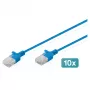 Patchkabel DIGITUS CAT 6 U-UTP slank, 5 m, blauw, 10-pack