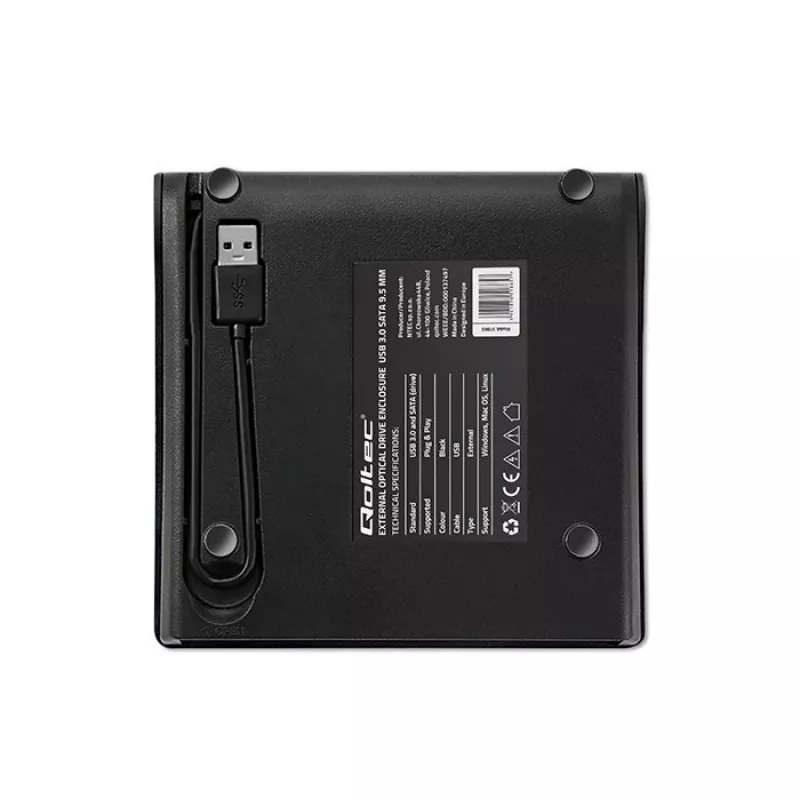 Behuizing voor optisch station CD/DVD SATA, USB 3.0, 9,5 mm