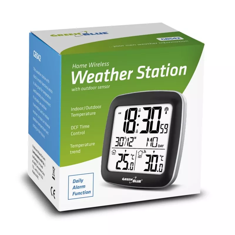 GreenBlue GB542 draadloos weerstation DCF, zwart