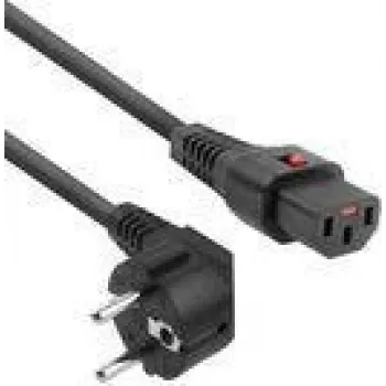 ACT-netkabel CEE 7/7 stekker (haaks) – C13 IEC Lock zwart 3 m, EL234S