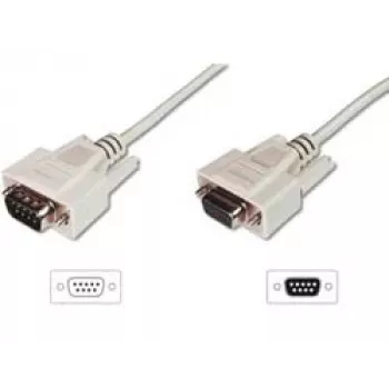 Digitus ASSMANN - seriële verlengkabel - DB-9 (V) naar DB-9 (M) - 5 m - gevormd, duimschroeven - beige (AK-610203-050-E)