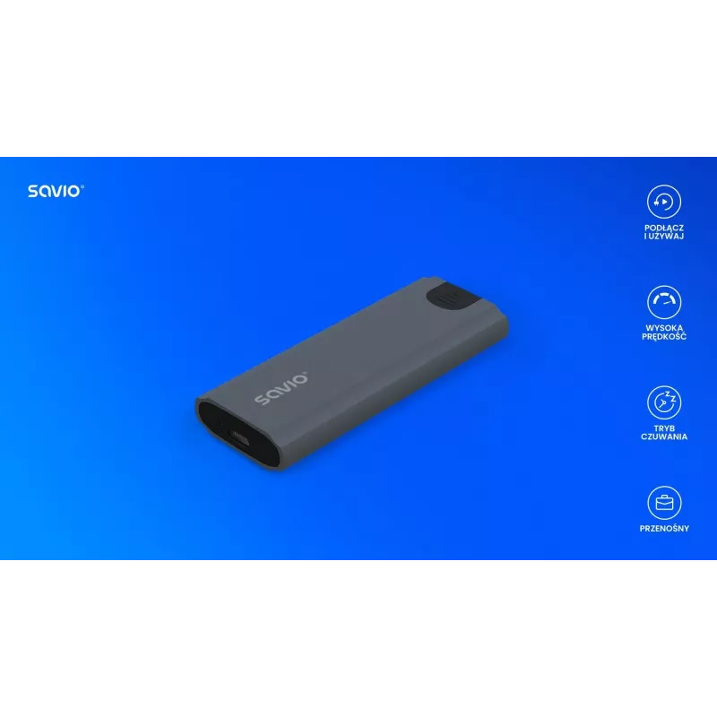 M.2 SSD-behuizing SAVIO AK-67 grijs, USB 10 Gbit/s, ondersteuning voor enkele M.2-schijven