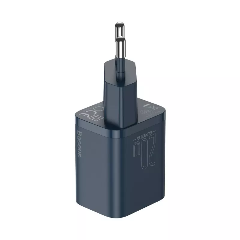 Baseus Super Si Power Charger met USB-C naar Lightning-kabel 20W blauw