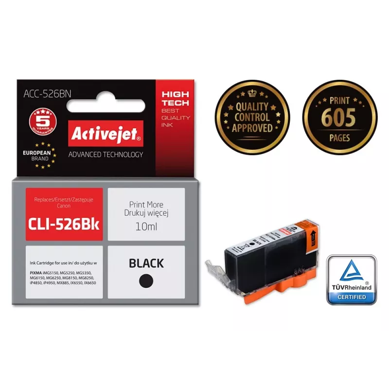Activejet ACC-526CN inkt (vervanger voor Canon CLI-526C; Supreme; 10 ml; cyaan)