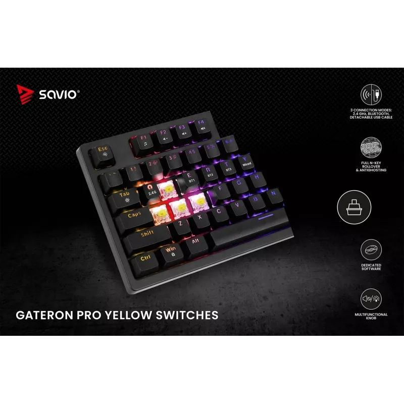 Savio Phenix SAVGK-RED gamingtoetsenbord USB RF draadloos Bluetooth QWERTY