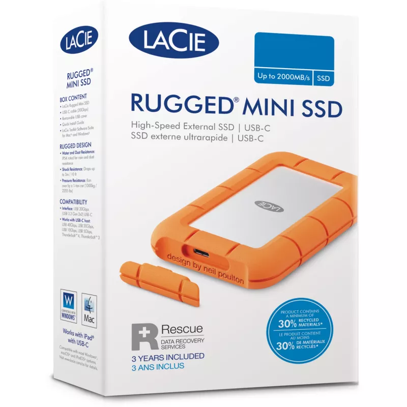 Rugged Mini 5 TB, externe harde schijf (zilver/oranje, Micro-USB-B 3.2 Gen 1 (5 Gbit/s))
