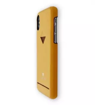 Telefoonhoes VixFox voor iPhone X/XS, mosterdgeel, achterkant met kaartvak
