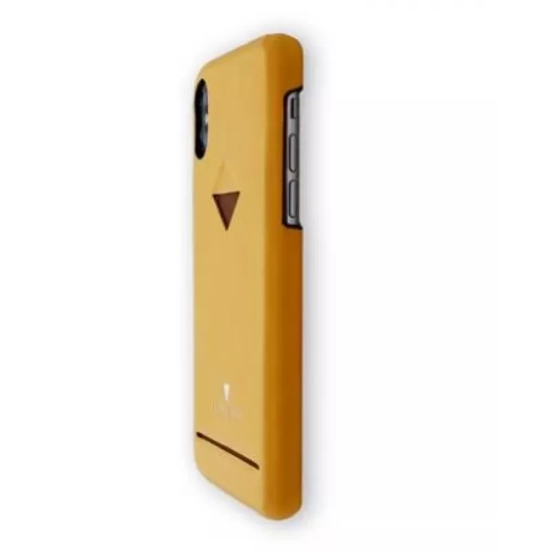 Telefoonhoes VixFox voor iPhone X/XS, mosterdgeel, achterkant met kaartvak