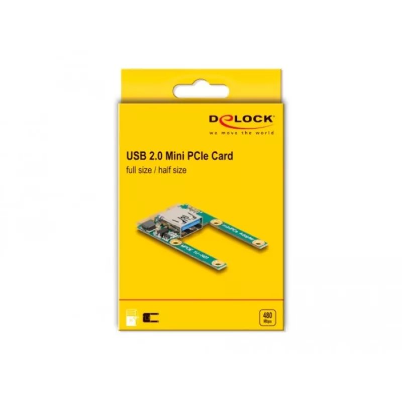 DeLOCK Mini PCIe I/O 1 x USB 2.0 Type-A bus full-size half-size