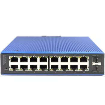 DIGITUS Industrial L2 Managed Gigabit Ethernet-switch 16x RJ-45 + 2x SFP, 12–48V DC, 8000 MAC