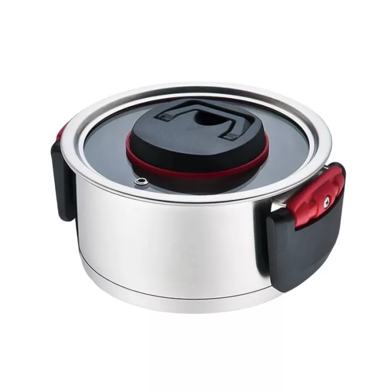 Pan Maestro MR-3530-24 RVS 24 cm, 5,5 L, klapbare handgrepen, glazen deksel
