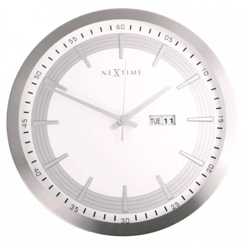 NeXtime wandklok 3009 Captain, Ø44 cm, wit