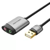 Vention USB externe geluidskaart 0,15M grijs metaal type