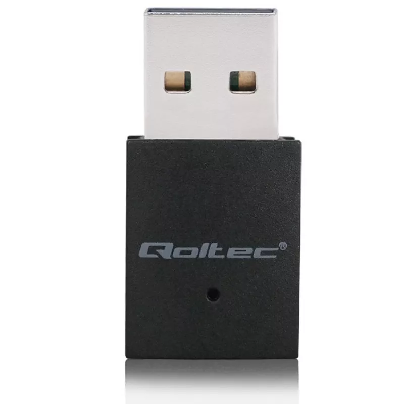 Compacte draadloze mini-USB-WLAN-adapter QOLTEC 57007 – single-band 2,4 GHz, tot 150 Mbit/s, interne antenne