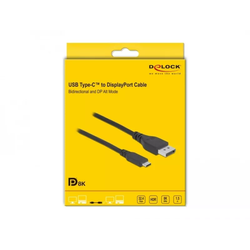 USB Type-C naar DisplayPort kabel DeLOCK 86040 8K 60 Hz 1,5 m