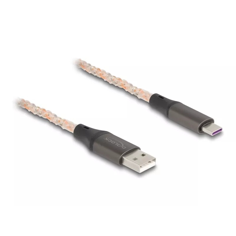 DeLOCK USB 2.0-kabel Type-A naar USB Type-C RGB 1m