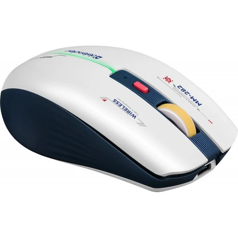 Draadloze gaming-muis DEFENDER MM-282 RF — dubbelhandig, optisch 1800 DPI, 5 knoppen, USB, op batterijen