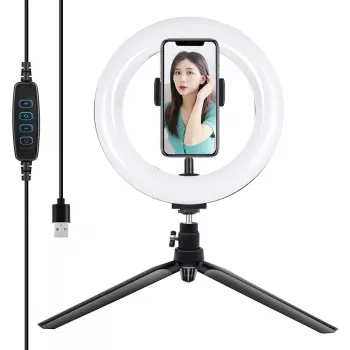 Statieflhouder Puluz met 20 cm LED-ring Vlogging PKT3073B