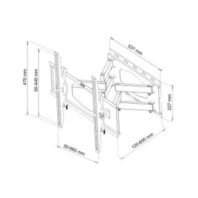 ART AR-65 tafel-tv-standaard voor flatscreens 2,03 m (80) zwart wand