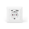 DIGITUS DA-70615 - stopcontactdoos - 2P+E - type F, USB, USB Type-C - met sluiting - 1 stopcontact, 2 USB-aansluitingen - 2.8 A - wit, RAL 9003