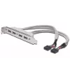 Slotplaatkabel USB 2.0 HighSpeed Type 2xIDC (5pin)/4xUSB A M/F grijs 0,25 m