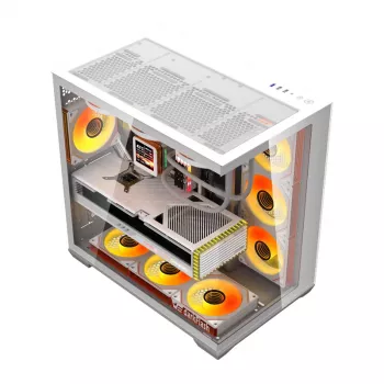 Computerbehuizing Darkflash C280 (wit) met 7 koelventilatoren