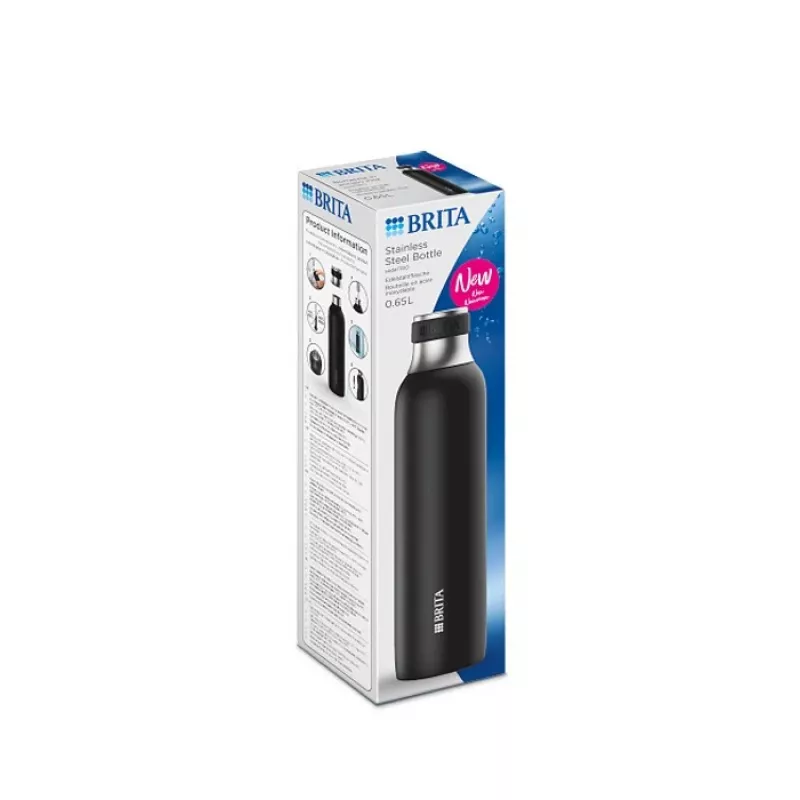 BRITA carbonisatiefles 650 ml, RVS, zwart, vaatwasbestendig