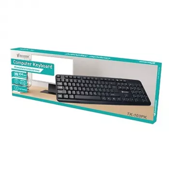Bedraad full-size-toetsenbord VAKOSS TK-103PK — USB, 104 toetsen, numeriek toetsenblok, zwart, 1,4 m kabel