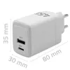 GaN 45W oplader 5V 20V 1,5A 3A, 1x USB-C PD, 1x USB-A