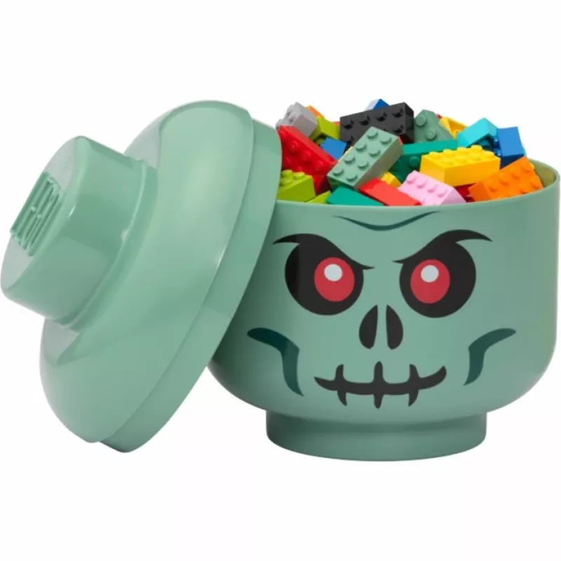 Opbergbox Room Copenhagen LEGO hoofd Skeleton klein, groen/zwart