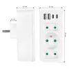 Power splitter MACLEAN MCE248 F/W — 3 AC-stopcontacten (1×16A, 2×6A) + 4×USB (2×A, 2×C PD 20W), EU-stekker, wit