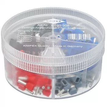Knipex 97 99 908 adereindhulzen assortiment volledig geïsoleerd grijs, rood, zwart, blauw 200 stuks