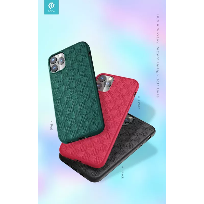 Softcase Devia Woven2 voor iPhone 11 Pro – geweven textuur, zwart