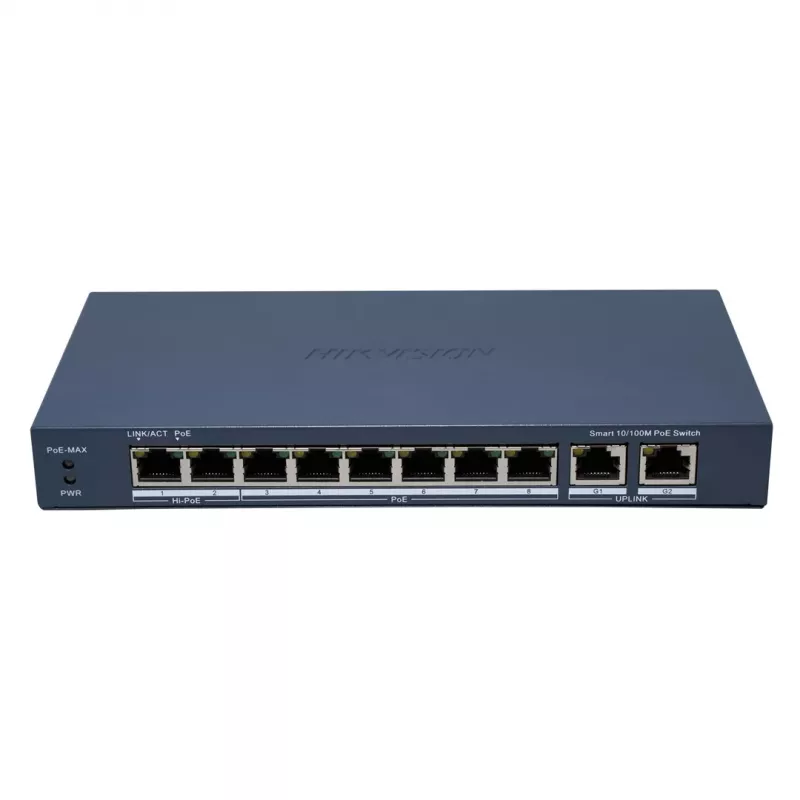 Hikvision DS-3E1310HP-EI(B) netwerkswitch managed fast ethernet (10/100) Power over Ethernet (PoE) grijs