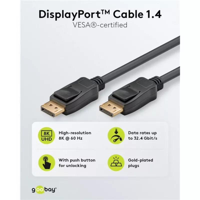 DisplayPort-kabel Goobay 74779 3 m zwart G-Sync FreeSync