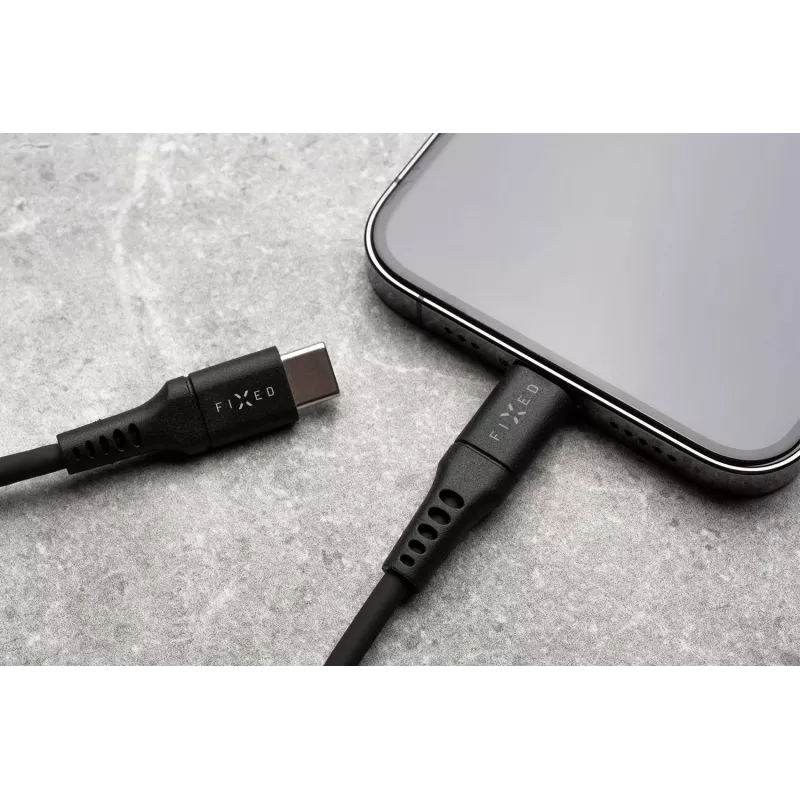 FIXED Liquid Silicone kabel USB-C/USB-C, 0,5m, 60W, zwart | Fixed