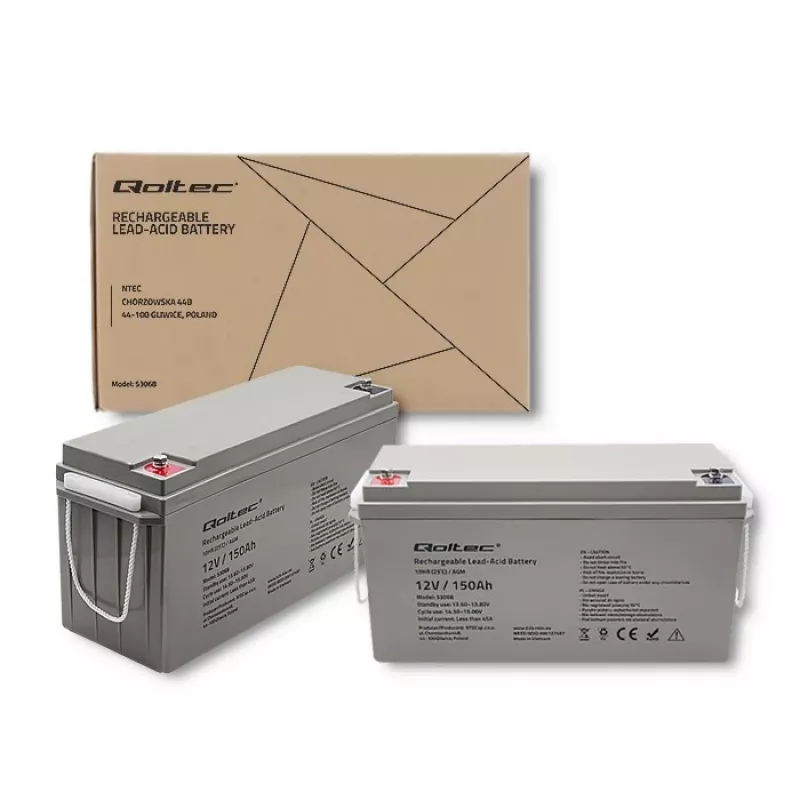 Qoltec 53068 AGM-batterij | 12V | 150Ah | max. 2250A
