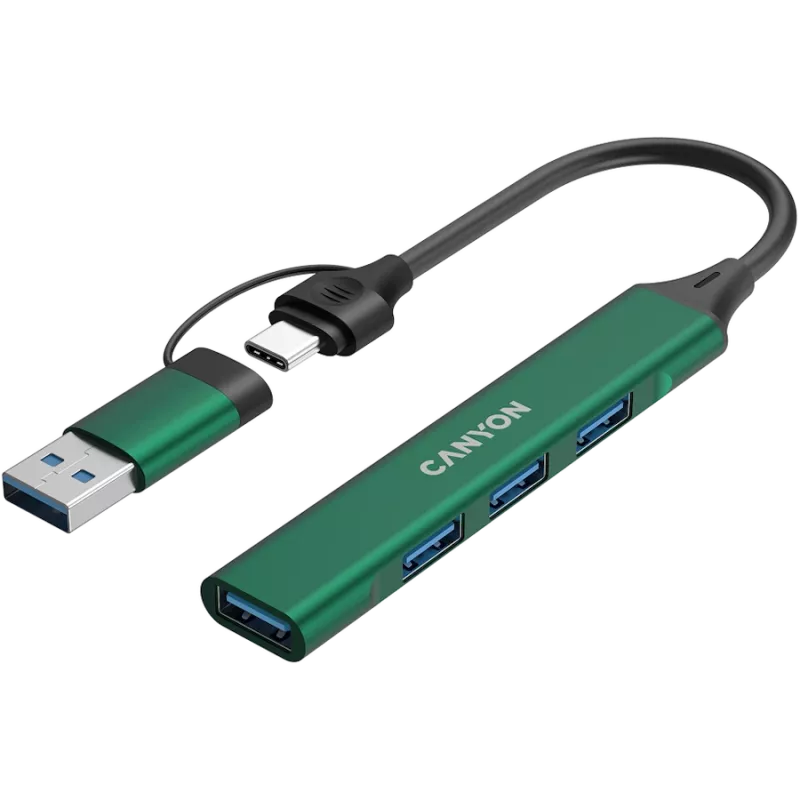 CANYON hub DS-02 4in1 USB-A/C groen