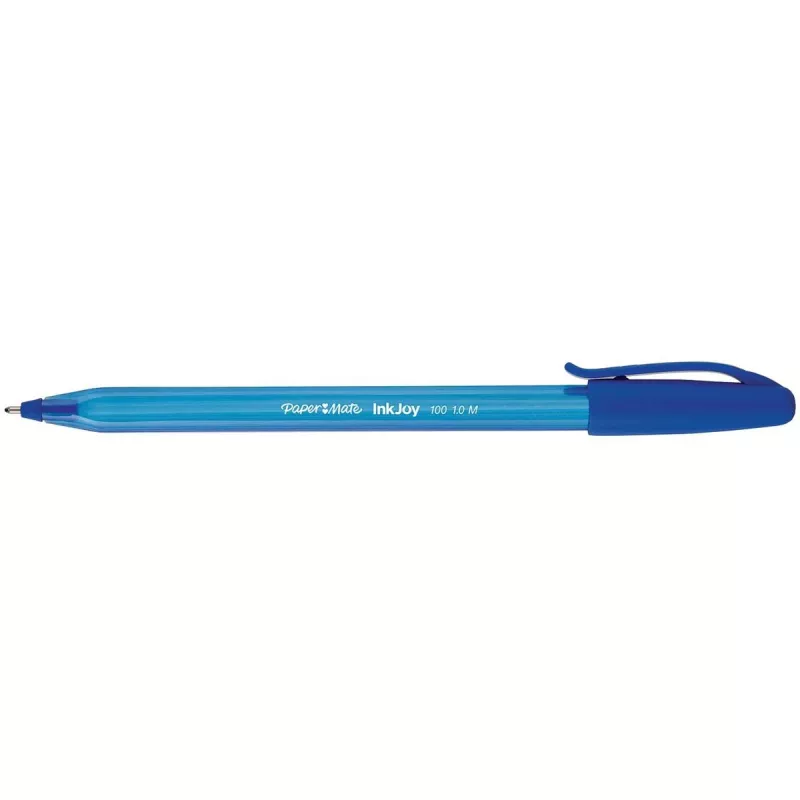 PAPER MATE balpen InkJoy 100 dop 8 stuks M blauw