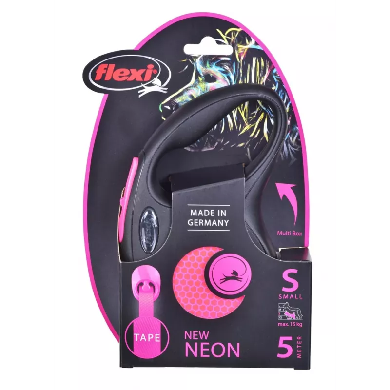 Flexi New Neon S 5 m honden-automatische riem