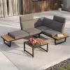 Hoek tuinloungeset of 2 sofa's + tafel NUVIO grijs