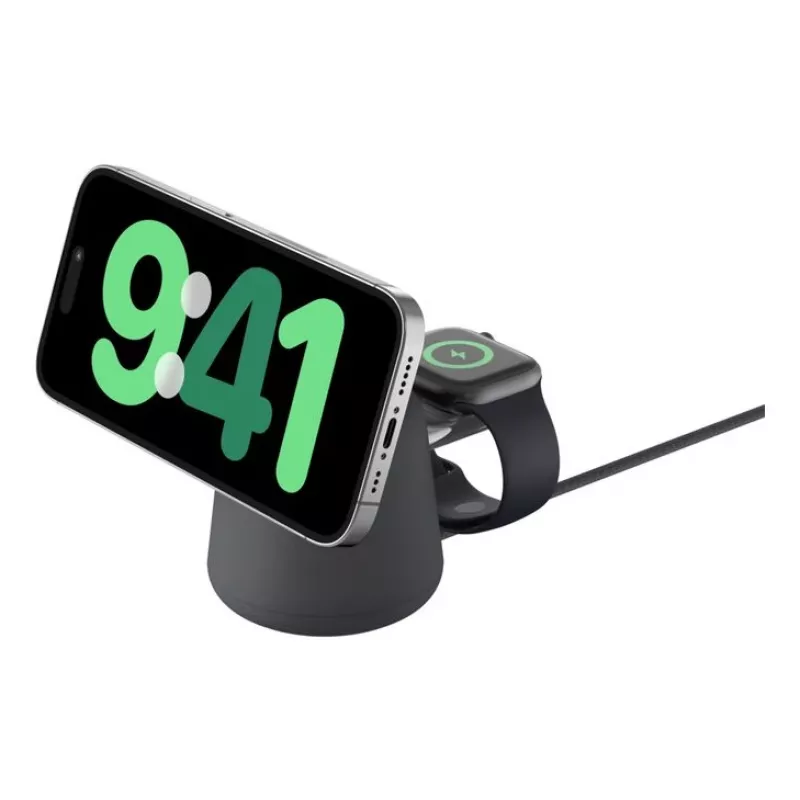 Draadloze oplader Belkin WIZ027VFH36 2‑in‑1 magnetisch Qi2 15W voor iPhone en Apple Watch