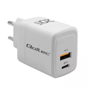 GaN-oplader QOLTEC 51823 20W USB-voeding, 5V/20V uitgang