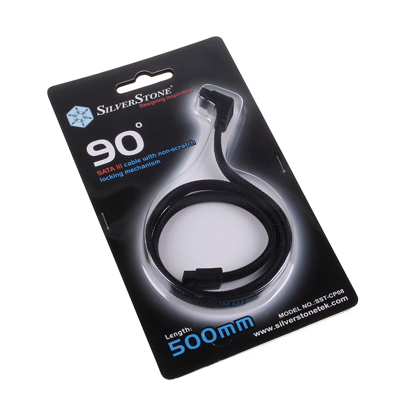 SilverStone SATA III-kabel 50 cm haaks / recht - omhuld zwart